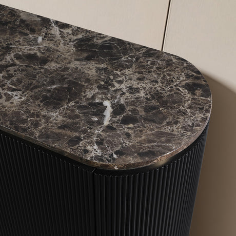 Trandell 70" Modern Glam Faux Marble Top Fully Assembled Sideboard - close-up