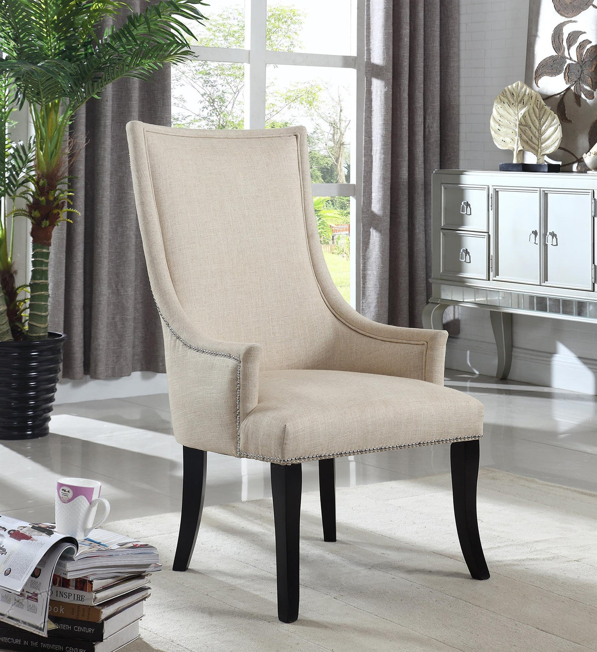 Audrey Fabric Accent Chair in Beige - front view