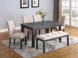 Helena 6 Pcs DIning Set with Bench in Antique Grey - front view