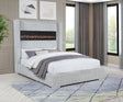 Uphoria Rabbit Velvet Modern Upholstered Queen Bed - front view