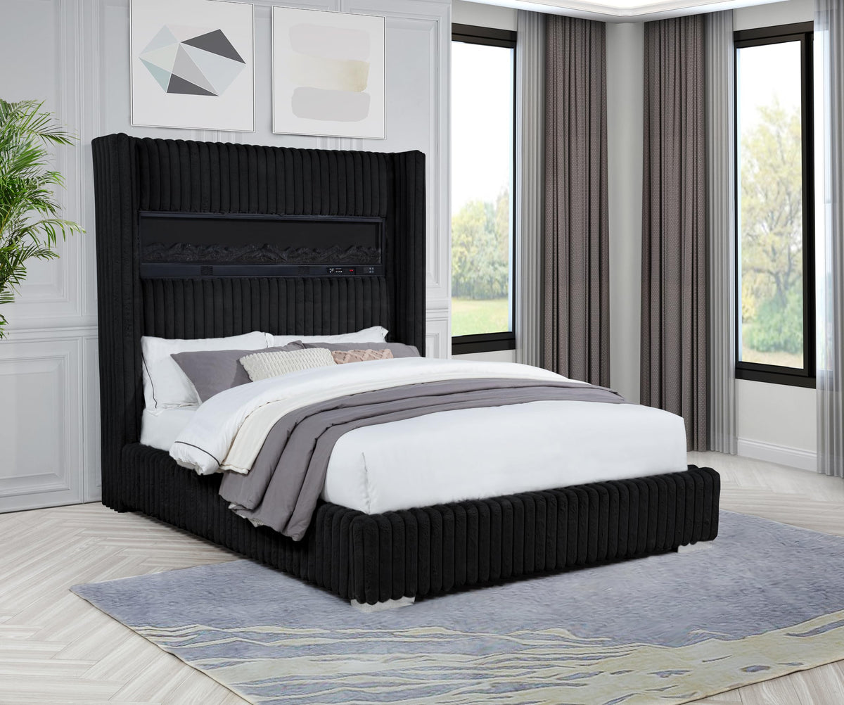 Uphoria Rabbit Velvet Modern Upholstered Eastern King Bed - detail view