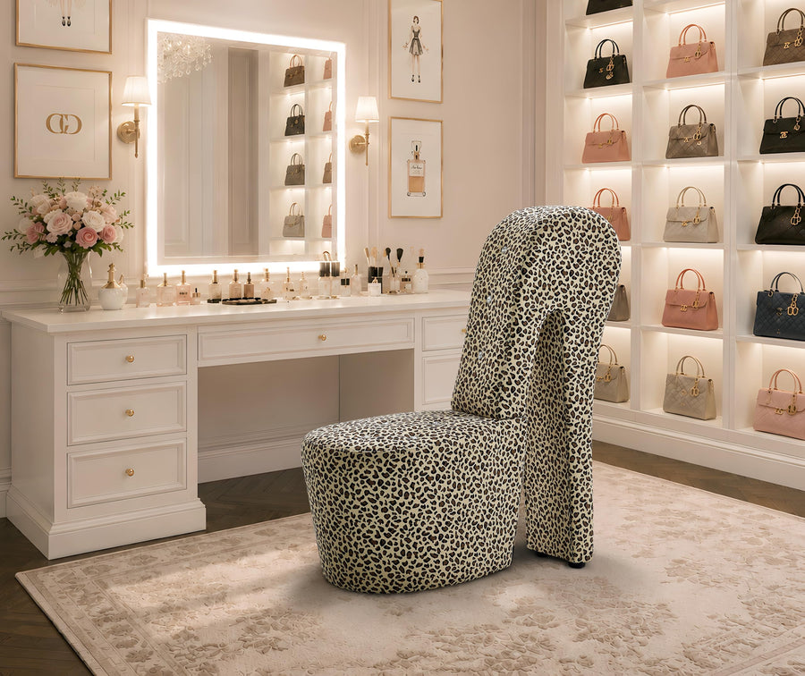 Tristam 40" Modern Glam High Heel Lounge Chair - Snow Leopard - Living Room Accent Seating