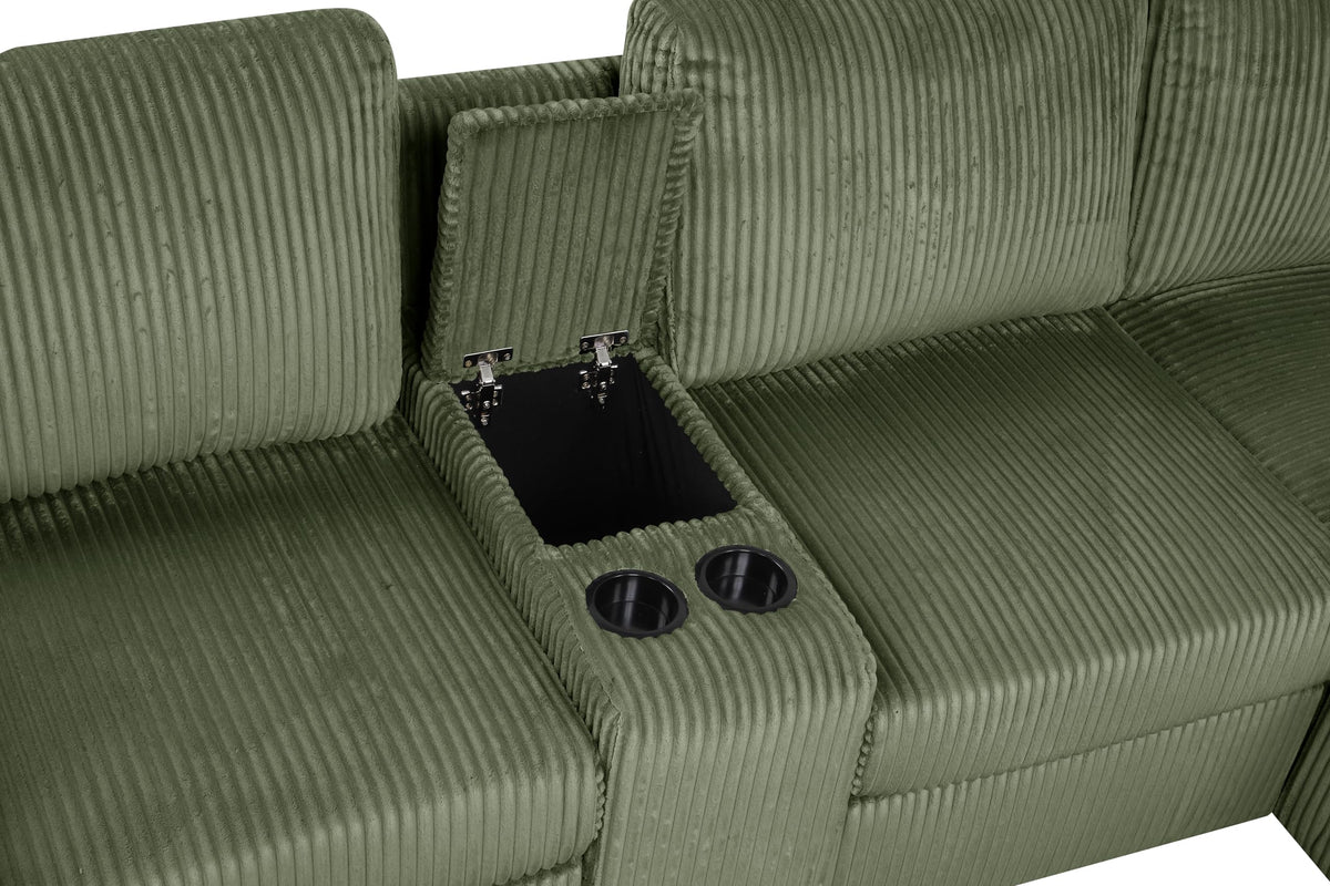 Solesse 9-Piece Contemporary Modular Sectional Sofa, Ridged 100% Polyester Upholstery in Green - room setting