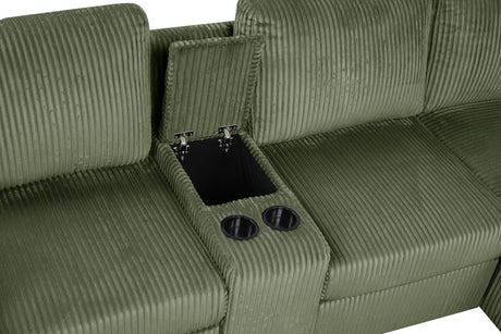 Solesse 9-Piece Contemporary Modular Sectional Sofa, Ridged 100% Polyester Upholstery in Green - room setting