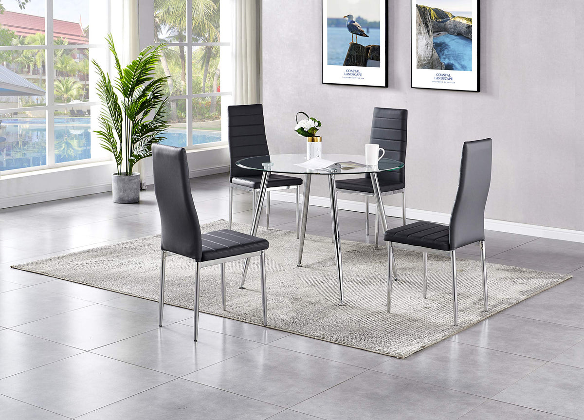 Trina Modern Mid-Century 5 Pcs Round Dining Set in Grey