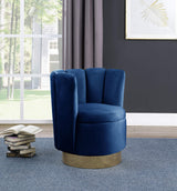 Modern Velvet New Swivel Accent Chair in Navy Blue - front view