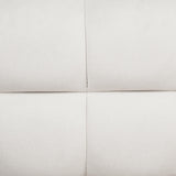 Ctoria Queen Burlap Bed Frame with 30" Curved Block-Style Headboard, Low Profile in Cream - close-up
