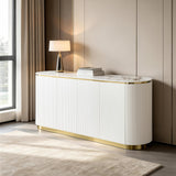 Trandell 70" Modern Glam Faux Marble Top Fully Assembled Sideboard - front view