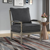 Hanako Accent Chair in Charcoal And Antique Grey - front view