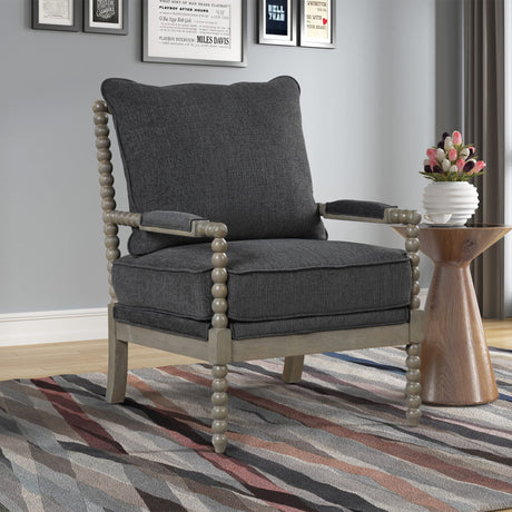 Hanako Accent Chair in Charcoal And Antique Grey - front view
