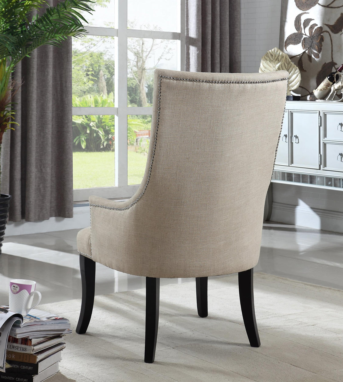 Audrey Fabric Accent Chair in Beige - detail view