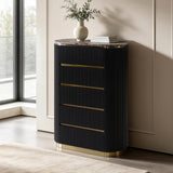 Trandell 51" High Modern Glam Faux Marble Top 5-Drawer Chest - front view