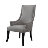 Audrey Greek Key Fabric Accent Chair in Grey