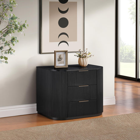 Quintet 30" Wide Mid-Century Modern Fluted 3 -Drawer Nightstand - side view