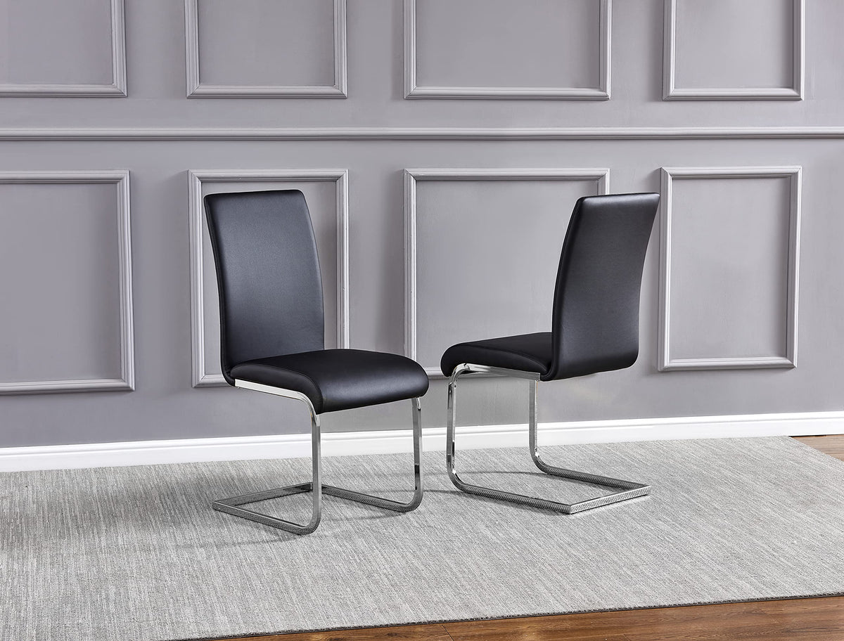 Mirage Faux Leather Parson Dining Chairs with Stainless Steel Frame - front view