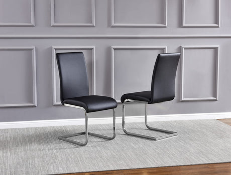 Mirage Faux Leather Parson Dining Chairs with Stainless Steel Frame - front view
