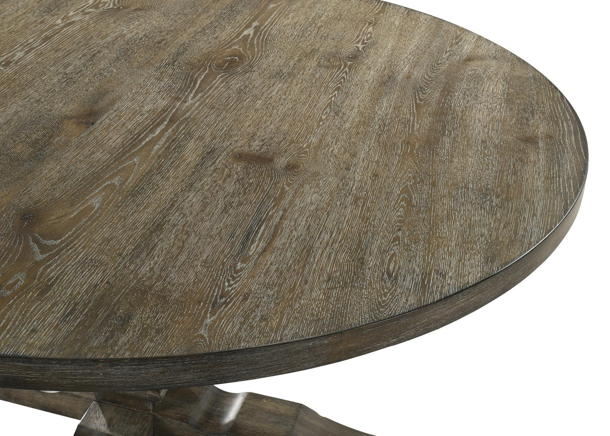 Newark 5-Piece Transitional Round Dining Set, Kitchen or Dining Room Furniture in Reclaimed… - detail view