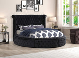 Lexi Round Upholstered Velvet Platform Bed Frame, King, Black