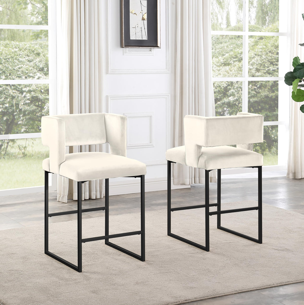 Leonard 36" Velvet Counter Height Stool - front view