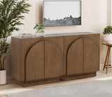 Questa 31" Scandinavian Mid Century 2-Door Wood Grain Cabinet - angle view - Brown