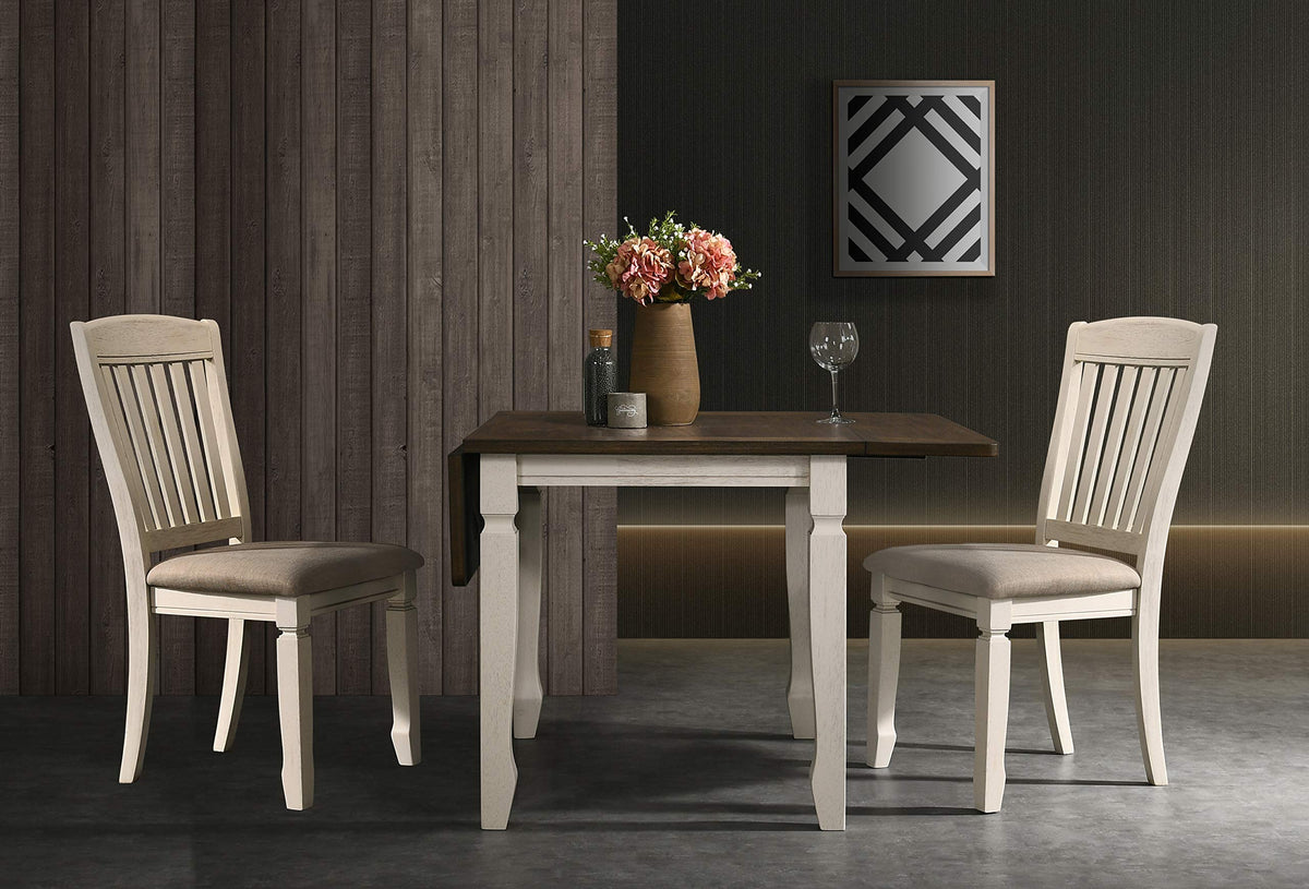 Belle Rectangular Solid Wood Drop Leaf Table in Oak Cream - front view