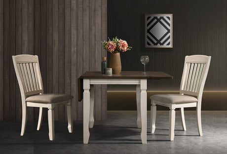Belle Rectangular Solid Wood Drop Leaf Table in Oak Cream - front view