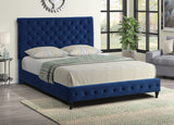 Modern Glam Velvet Blue Bed, Eastern King