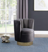 Modern Velvet New Swivel Accent Chair in Grey - front view