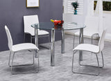 Tarina 5 Pcs Round Glass Top Dinette Set in White