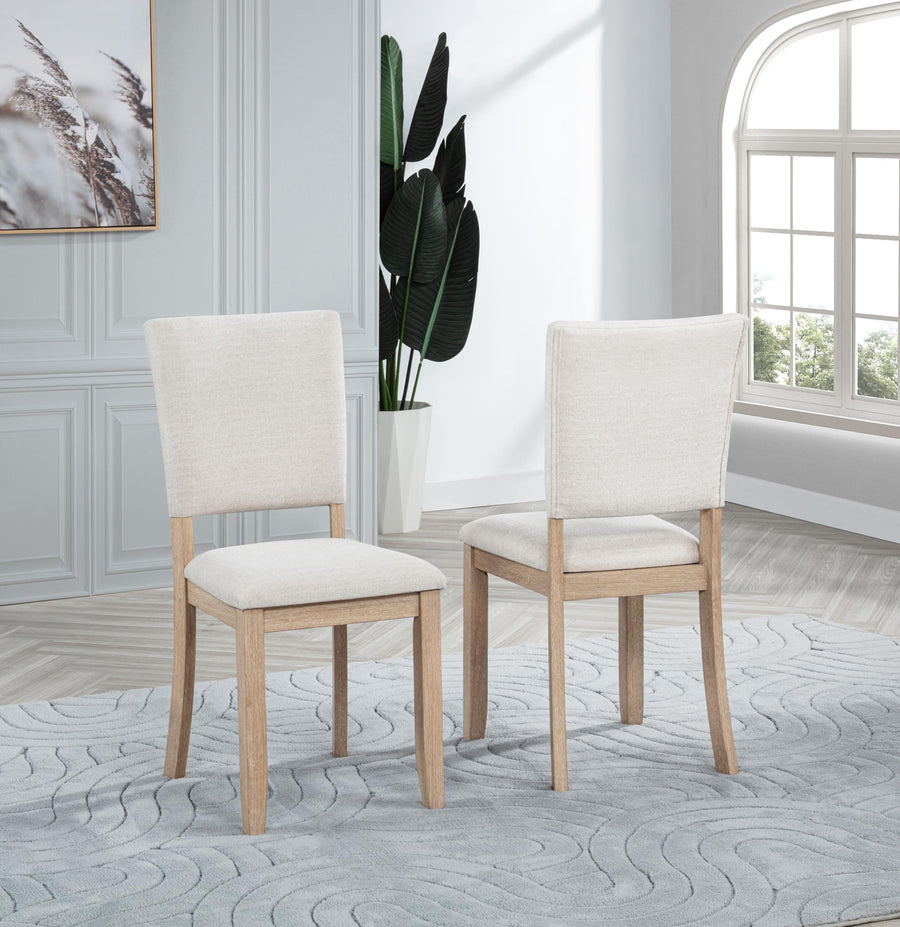 Camden Upholstered Dining Chairs Modern Scandinavian Style - Set of 2, Beige/Light Oak