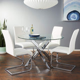 Mirage 5 Pcs Glass Top Modern Dining Set in White - front view