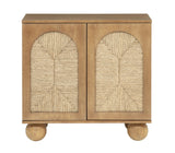 d Organic Woven Rope Arch Inlay Minimal Assembly Entryway Console Furniture in Brown - detail view