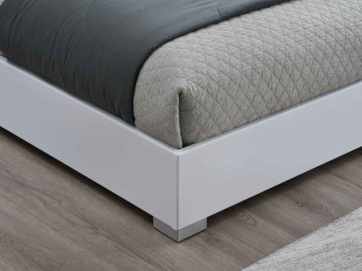 Luna 84.5" Eastern King Bed Frame, White Lacquered Gloss - back view