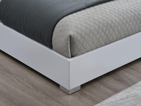 Luna 84.5" Queen Bed Frame, White Lacquered Gloss - back view