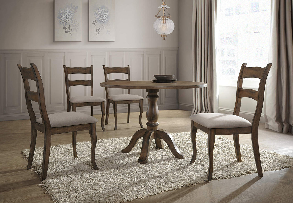 5 Pcs Cottage Dining Set Brown - front view