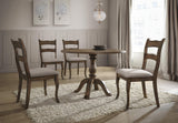 5 Pcs Cottage Dining Set Brown - front view