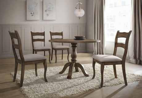 5 Pcs Cottage Dining Set Brown - front view