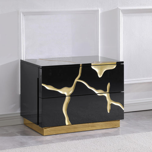 Trevello Modern Contemporary High-Gloss Lacquered Right Nightstand - Black