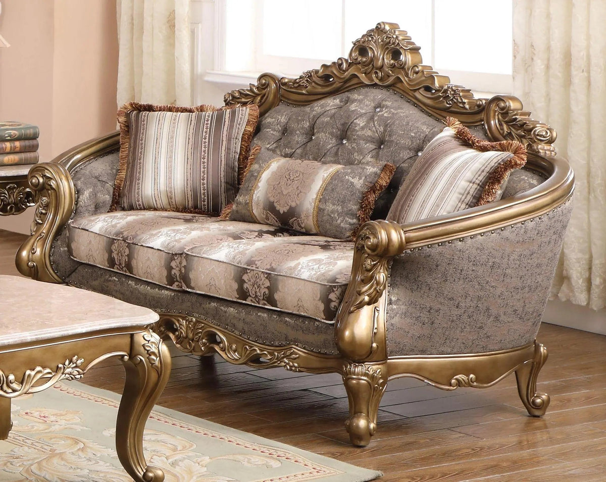Amelia Antique Gold Sofa & Loveseat Set — product image 3