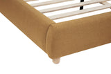 Ctasia Queen Burlap Bed Frame with 40" Rounded Headboard, Low Profile in Golden Brown - room setting