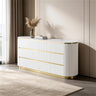 Trandell 65" Wide Modern Glam Faux Marble Top 6-Drawer Dresser - front view