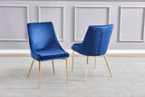 Treina Mid-Century Modern White Laquered 5 Pcs Round Dining Set in Navy Blue - angle view