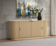 Halcrest 62" Mid-Century Fluted Sideboard Buffet in Light Oak - front view
