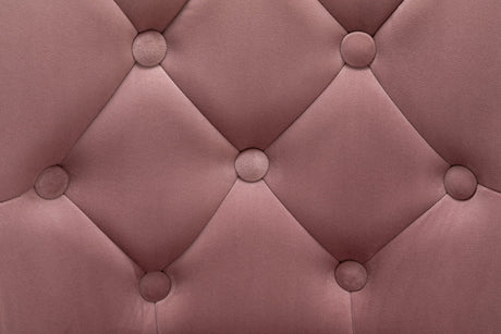 Brightcast 2-Piece Velvet Tufted Gold Bar Stools in Pink - back view