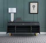 Tyrion Gray Lacquer Sideboard with Gold Accents - detail view