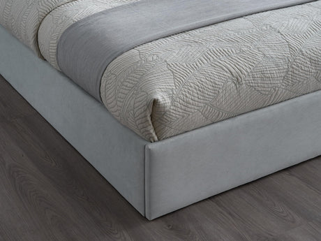 Denver Modern Upholstered Platform Bed Frame, Queen, Contemporary Bedroom Collection in Gray Cloud - detail view