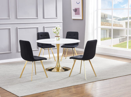 Modern Velvet Dining Chair H02BGC in Black - detail view