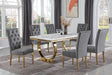 Lexington 7-Piece Rectangle Dining Set with 6 Velvet Upholstered Chairs, Modern Contemporary… - front view