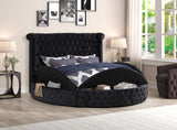 Lexi Round Upholstered Velvet Platform Bed Frame, King, Black - side view