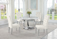 Lexington Round 5-Piece Dining Set with 4 Velvet Upholstered Chairs, 44" or 52" Dining Table in… - front view